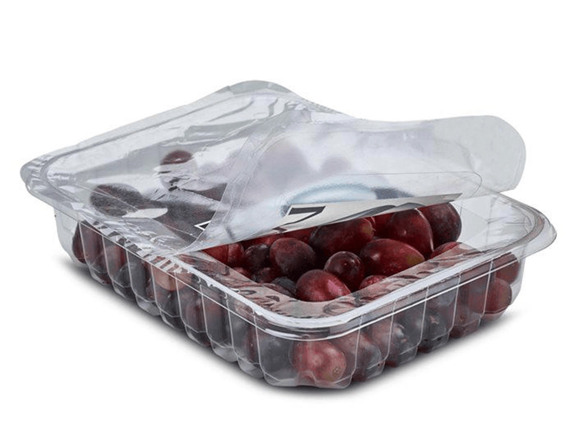 Clear fruit punnet with peelable film lid