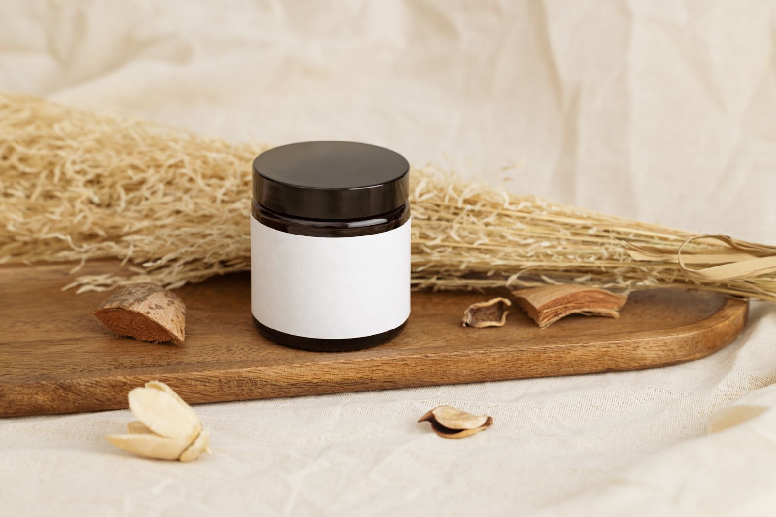 Pressure-sensitive label on a jar
